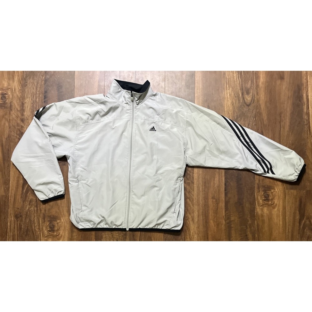 Adidas Originals Track Jacket Mesh Lined Mens L Gray 3 Stripe AGC002 Y2K Vintage